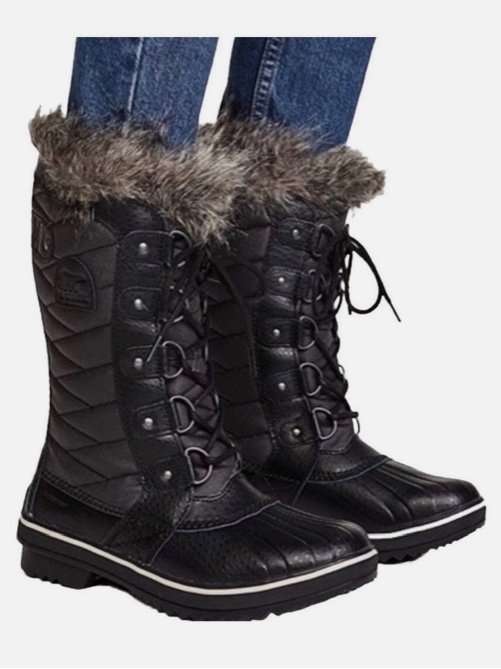 Sorel Tofino II Black Winter and Snow Boots with Faux Fur Lace Up Style
